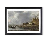 Big Box Art Adriaen Van Ostade Landscape in Winter Framed Wall Art Picture Print Ready to Hang, Oak A2 (62 x 45 cm)