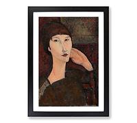Big Box Art Adrienne by Amedeo Modigliani Framed Wall Art Picture Print Ready to Hang, Black A2 (62 x 45 cm)