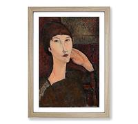 Big Box Art Adrienne by Amedeo Modigliani Framed Wall Art Picture Print Ready to Hang, Oak A2 (62 x 45 cm)