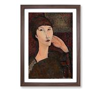 Big Box Art Adrienne by Amedeo Modigliani Framed Wall Art Picture Print Ready to Hang, Walnut A2 (62 x 45 cm)