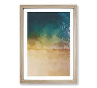 Big Box Art Aerial View of Brighton Beach in Abstract Framed Wall Art Picture Print Ready to Hang, Oak A2 (62 x 45 cm)