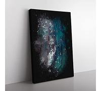 Big Box Art Aerial View of The Ocean Paint Splash Canvas Wall Art Print Ready to Hang Picture, 76 x 50 cm (30 x 20 Inch), Teal, Grey, Teal, Grey