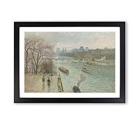 Big Box Art Afternoon Rainy Weather by Camille Pissarro Framed Wall Art Picture Print Ready to Hang, Black A2 (62 x 45 cm)