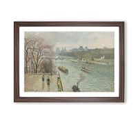 Big Box Art Afternoon Rainy Weather by Camille Pissarro Framed Wall Art Picture Print Ready to Hang, Walnut A2 (62 x 45 cm)