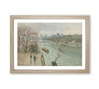 Big Box Art Afternoon Rainy Weather by Camille Pissarro Framed Wall Art Picture Print Ready to Hang, Oak A2 (62 x 45 cm)