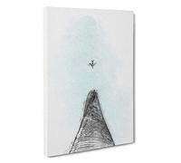Big Box Art Airplane Above The World in Abstract Canvas Wall Art Framed Picture Print, 30 x 20 Inch (76 x 50 cm), White, Grey