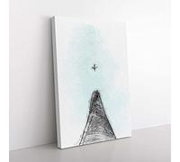 Big Box Art Airplane Above The World in Abstract Canvas Wall Art Print Ready to Hang Picture, 76 x 50 cm (30 x 20 Inch), White, Grey