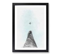 Big Box Art Airplane Above The World in Abstract Framed Wall Art Picture Print Ready to Hang, Black A2 (62 x 45 cm)