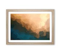 Big Box Art Airplane Chasing The Light in Abstract Framed Wall Art Picture Print Ready to Hang, Oak A2 (62 x 45 cm)