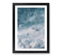 Big Box Art Airplane Flying Through The Clouds Painting Framed Wall Art Picture Print Ready to Hang, Black A2 (62 x 45 cm)