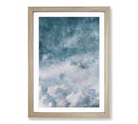 Big Box Art Airplane Flying Through The Clouds Painting Framed Wall Art Picture Print Ready to Hang, Oak A2 (62 x 45 cm)