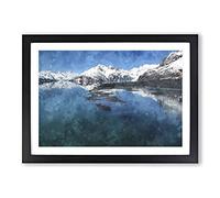 Big Box Art Alaskan Mountain and Lake Vol.1 Painting Framed Wall Art Picture Print Ready to Hang, Black A2 (62 x 45 cm)
