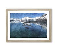Big Box Art Alaskan Mountain and Lake Vol.1 Painting Framed Wall Art Picture Print Ready to Hang, Oak A2 (62 x 45 cm)