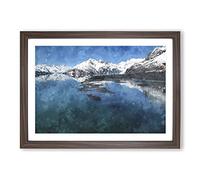 Big Box Art Alaskan Mountain and Lake Vol.1 Painting Framed Wall Art Picture Print Ready to Hang, Walnut A2 (62 x 45 cm)