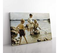 Big Box Art Albert Edelfelt Boys Playing on The Shore Canvas Wall Art Print Ready to Hang Picture, 76 x 50 cm (30 x 20 Inch), Multi-Coloured
