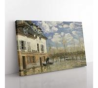 Big Box Art Alfred Sisley Boat in The Flood at Port Marly Canvas Wall Art Print Ready to Hang Picture, 76 x 50 cm (30 x 20 Inch), Multi-Coloured