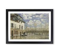 Big Box Art Alfred Sisley Boat in The Flood at Port Marly Framed Wall Art Picture Print Ready to Hang, Oak A2 (62 x 45 cm)
