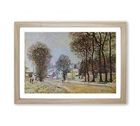 Big Box Art Alfred Sisley Snow at Louvecienne Framed Wall Art Picture Print Ready to Hang, Oak A2 (62 x 45 cm)