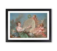 Big Box Art Allegory of Painting by Francois Boucher Framed Wall Art Picture Print Ready to Hang, Black A2 (62 x 45 cm)