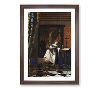 Big Box Art Allegory of The Catholic Faith by Johannes Vermeer Framed Wall Art Picture Print Ready to Hang, Walnut A2 (62 x 45 cm)
