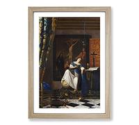 Big Box Art Allegory of The Catholic Faith by Johannes Vermeer Framed Wall Art Picture Print Ready to Hang, Oak A2 (62 x 45 cm)