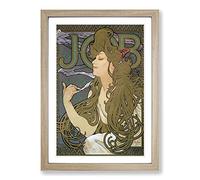 Big Box Art Alphonse Mucha Job Framed Wall Art Picture Print Ready to Hang, Oak A2 (62 x 45 cm)