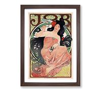 Big Box Art Alphonse Mucha Job Rolling Papers Framed Wall Art Picture Print Ready to Hang, Walnut A2 (62 x 45 cm)