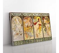 Big Box Art Alphonse Mucha The Four Seasons (1) Canvas Wall Art Print Ready to Hang Picture, 76 x 50 cm (30 x 20 Inch), Multi-Coloured