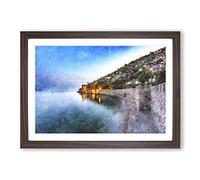 Big Box Art Alyana in Turkey at Night Painting Framed Wall Art Picture Print Ready to Hang, Walnut A2 (62 x 45 cm)