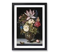 Big Box Art Ambrosius Bosschaert The Elder Still Life Flowers Framed Wall Art Picture Print Ready to Hang, Oak A2 (62 x 45 cm)