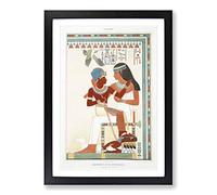 Big Box Art Amunof II & Governess by Emile Prisse d'Avennes Framed Wall Art Picture Print Ready to Hang, Black A2 (62 x 45 cm)