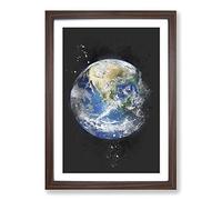 Big Box Art An Amazing Image of Earth Paint Splash Framed Wall Art Picture Print Ready to Hang, Walnut A2 (62 x 45 cm)