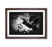 Big Box Art An Astronaut in Zero Gravity Paint Splash Framed Wall Art Picture Print Ready to Hang, Walnut A2 (62 x 45 cm)