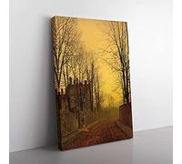 Big Box Art An Autumn Lane by John Atkinson Grimshaw Canvas Wall Art Print Ready to Hang Picture, 76 x 50 cm (30 x 20 Inch), Yellow, Cream, Cream