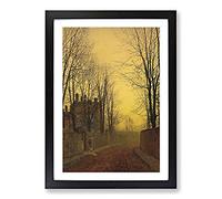 Big Box Art An Autumn Lane by John Atkinson Grimshaw Framed Wall Art Picture Print Ready to Hang, Black A2 (62 x 45 cm)