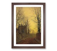 Big Box Art An Autumn Lane by John Atkinson Grimshaw Framed Wall Art Picture Print Ready to Hang, Walnut A2 (62 x 45 cm)