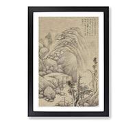 Big Box Art Anchorage on a Rainy Night by Shen Zhou Framed Wall Art Picture Print Ready to Hang, Black A2 (62 x 45 cm)