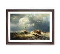 Big Box Art Andreas Achenbach Seascape Framed Wall Art Picture Print Ready to Hang, Walnut A2 (62 x 45 cm)
