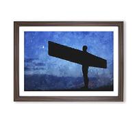 Big Box Art Angel of The North in Newcastle Vol.1 Painting Framed Wall Art Picture Print Ready to Hang, Walnut A2 (62 x 45 cm)