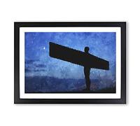 Big Box Art Angel of The North in Newcastle Vol.1 Painting Framed Wall Art Picture Print Ready to Hang, Black A2 (62 x 45 cm)