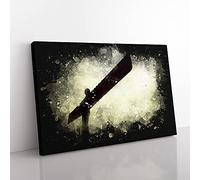 Big Box Art Angel of The North in Newcastle Vol.4 Paint Splash Canvas Wall Art Print Ready to Hang Picture, 76 x 50 cm (30 x 20 Inch), Black, Beige, Green