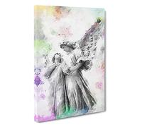 Big Box Art Angel Statue in Abstract Canvas Wall Art Framed Picture Print, 30 x 20 Inch (76 x 50 cm), White, Grey