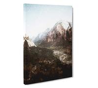Big Box Art Angels Landing Trail in Zion National Park Utah Canvas Wall Art Framed Picture Print, 30 x 20 Inch (76 x 50 cm), White, Blue, Brown, Black, Grey