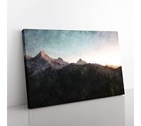 Big Box Art Annapurna Circuit Trek in Nepal Painting Canvas Wall Art Print Ready to Hang Picture, 76 x 50 cm (30 x 20 Inch), White, Grey, Olive, Green, Black, Orange