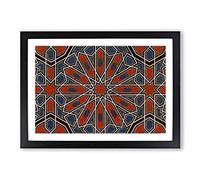 Big Box Art Antique Illustration in Orange & Blue by Owen Jones Framed Wall Art Picture Print Ready to Hang, Black A2 (62 x 45 cm)