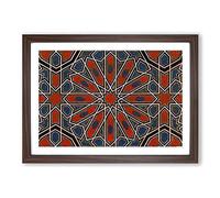 Big Box Art Antique Illustration in Orange & Blue by Owen Jones Framed Wall Art Picture Print Ready to Hang, Walnut A2 (62 x 45 cm)