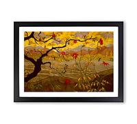 Big Box Art Apple Tree with Red Fruit by Paul Ranson Framed Wall Art Picture Print Ready to Hang, Black A2 (62 x 45 cm)