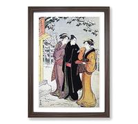 Big Box Art Approaching a Temple by Torii Kiyonaga Framed Wall Art Picture Print Ready to Hang, Walnut A2 (62 x 45 cm)