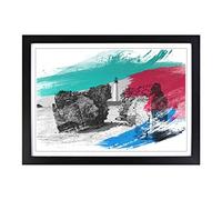 Big Box Art Architecture Lighthouse Cape May Point s, NJ V2 Framed Wall Art Picture Print Ready to Hang, Black A2 (62 x 45 cm)