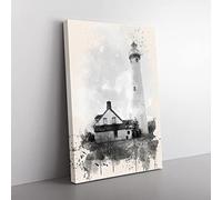 Big Box Art Architecture Lighthouse Presque Isle Light Station MI French Cream Canvas Wall Art Print Ready to Hang Picture, 76 x 50 cm (30 x 20 Inch), Multi-Coloured